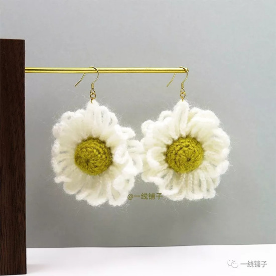 马海毛超仙女花朵夸张大耳环：毛线手工编织DIY